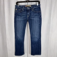 Big Star Rikki Slim Straight Low Rise Stretch Blue Denim Womens Size 30
