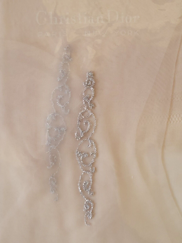 1960s Christian Dior Champagne with Silver Embroidery Nylon Thigh High Stockings - Picture 3 of 3