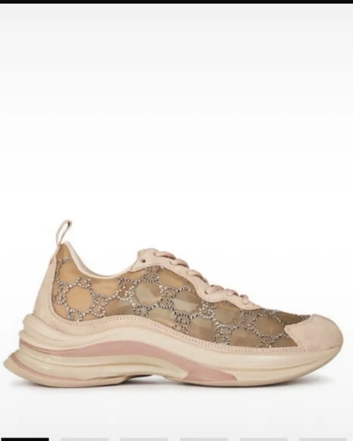 Gucci Crystal Run Chaussures Baskets en Rose Poudré EU 42 PRIX DE VENTE CONSEILLÉ