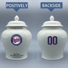 Ceramic Medium Urn for Minnesota Twins Baseball Theme, Custom Text  Number