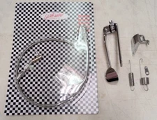 Chrome Spoon Gas Pedal 24" Stainless Throttle Cable Bracket & Springs Combo NEW