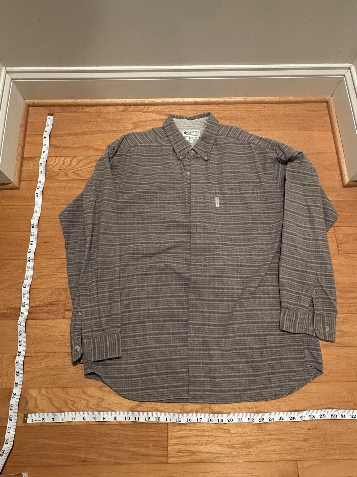 Columbia Button Down Shirt Mens Extra Large Long Sleeve Blue Plaid 100% Cotton
