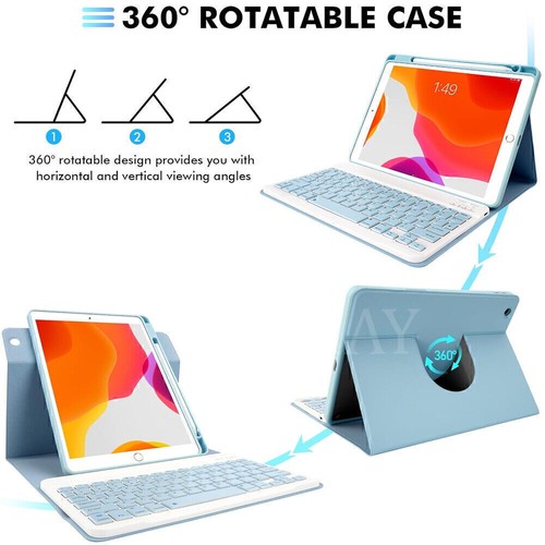 For iPad 7/8/9/10/11th Generation Air 4 5 6 Pro 11 Keyboard Rotating Cover Case - Picture 11 of 50