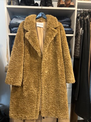 Stand Studio Maria Beige Oversized Teddy Faux Fur Coat Size Size large