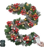 Christmas Garland Pre-lit Xmas Garland Decoratiions 9Ft by 10 Inch 80 LED Light