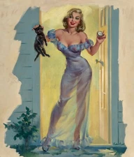 JOYCE BALLANTINE Pin-up Art Poster or Rolled Canvas Print "Out You Go"