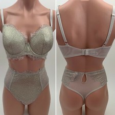 Victoria's Secret Dream Angels Lined Demi Bra 32DD Thong S Gray Set NWT