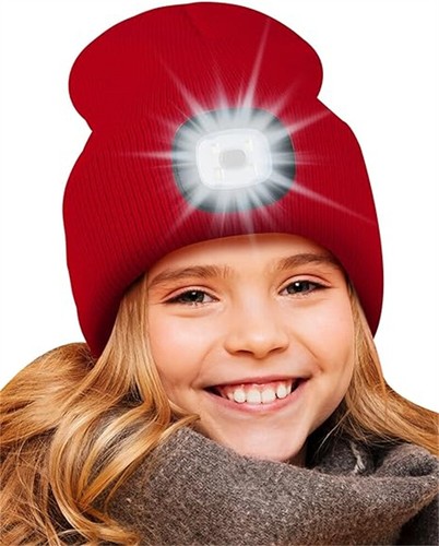 LED Knitted Beanie Hats With USB Rechargeable, Kids High Powered Head Lamp Light - Picture 34 of 66