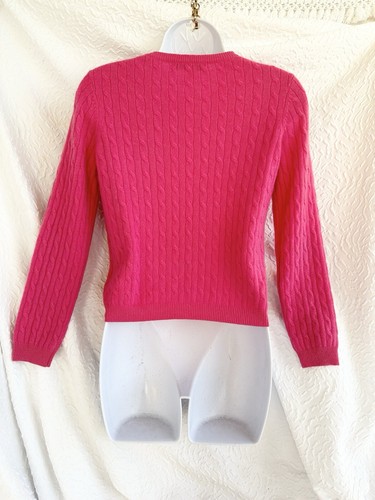 100% Cashmere Brooks Brothers womens pink Cable knit crew neck Sweater “ Fleece” - Picture 5 of 10