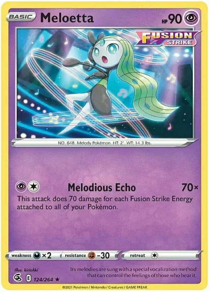 Meloetta #124/264 SWSH Fusion Strike Rare Pokemon 2021 TCG Card