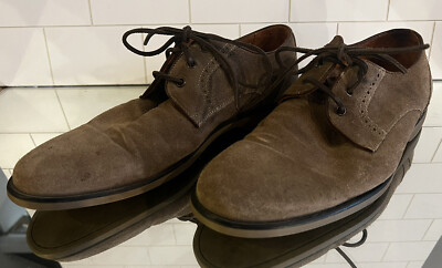 John Varvatos Derby Suede Leather Tan Casual Dress Lace Up  display picture 1
