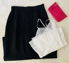 Women's Vintage Carla Zampatti Black Midi Skirt with Button Detailing Size AU10