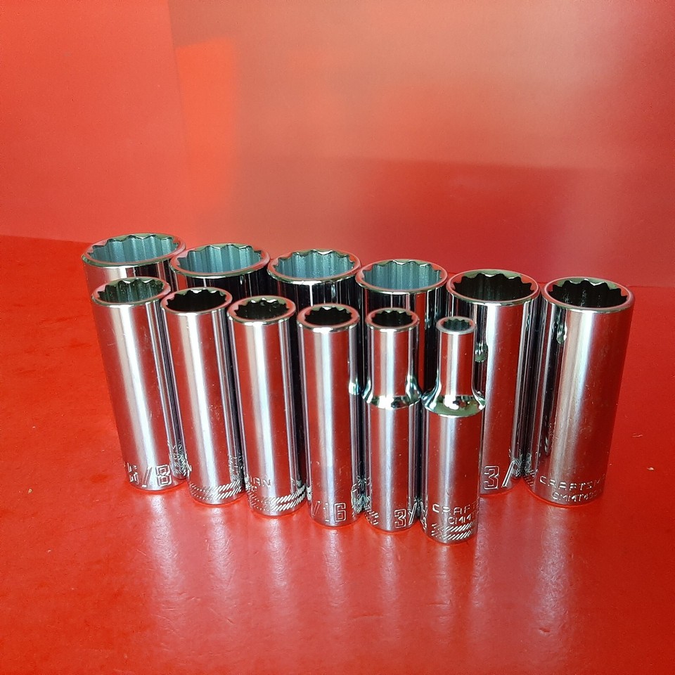 NEW CRAFTSMAN TOOLS 12 Piece Deep SAE 3/8" Drive 12 Point Socket set 1/ ...