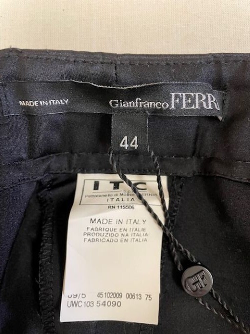 Gianfranco Ferre Black Cotton /Silk Blend Trousers Wide Leg Size