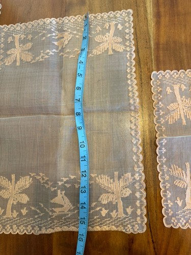 Vintage Organza Chiffon Placemats Peach Set Of 6 Hawaiian Asian Embroidered - Bild 7 von 10