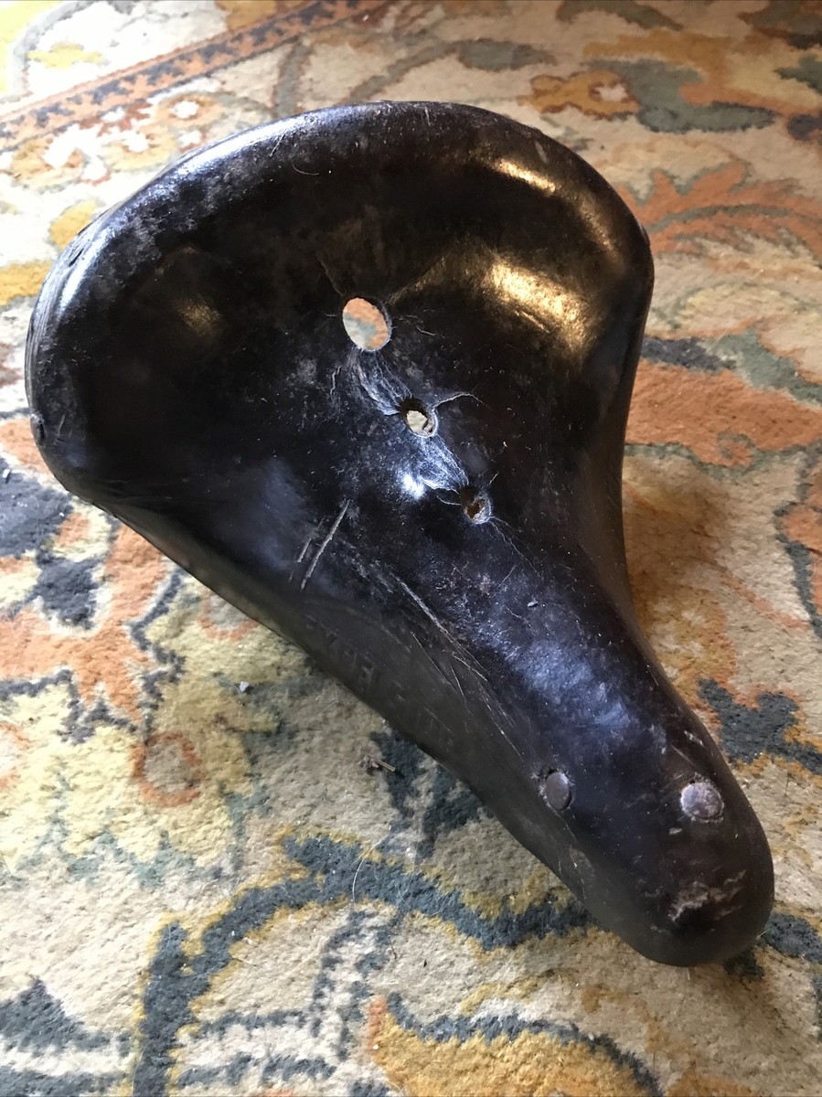 Selle Vélo Cuir EXCELSIOR Triomphe - Vintage Marron - Fabriquée En France