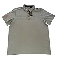 NWT Travis Mathew Shirt Mens 2XL Grey Stripe Polo Short Sleeve Golf Casual Logo