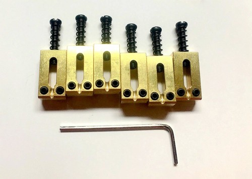 Genuine Solid Brass Saddle set 10.8mm for Electric Guitar style Bridge Tremolo - Picture 2 of 3