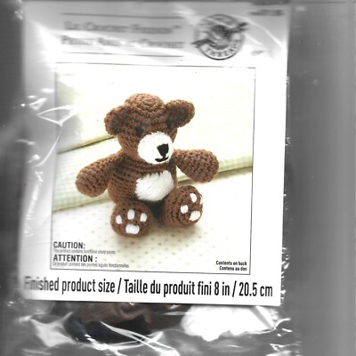 New Loops&Threads Lil Crochet Friends Kit, Bear, Finished Size 8''