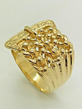 9ct Yellow Solid Gold 5 Row Keeper Buckle Ring