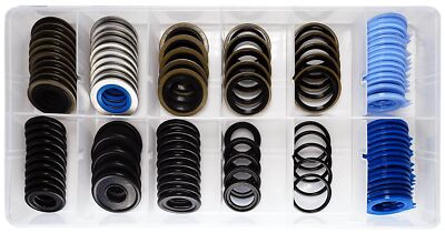 100Pcs 12 Types Metal Rubber Master Oil Drain Plug Gasket Assortment Kit
