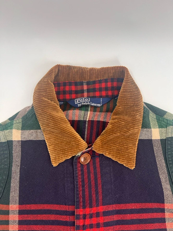 Chaqueta De Colección Polo Ralph Lauren Tareas A Cuadros Caza Cuello Pana Grande Foto 2 de 4