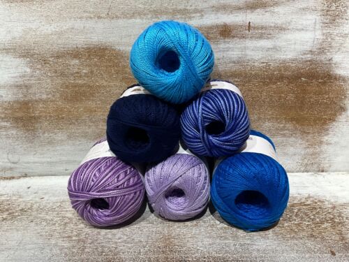 lot of 6 Circulo ANNE cotton yarn Knitting Crochet SIZE 3 Thread - A purple blue