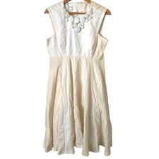 NWT Milly NY Cream White Two Toned Button Detail Midi Dress 8