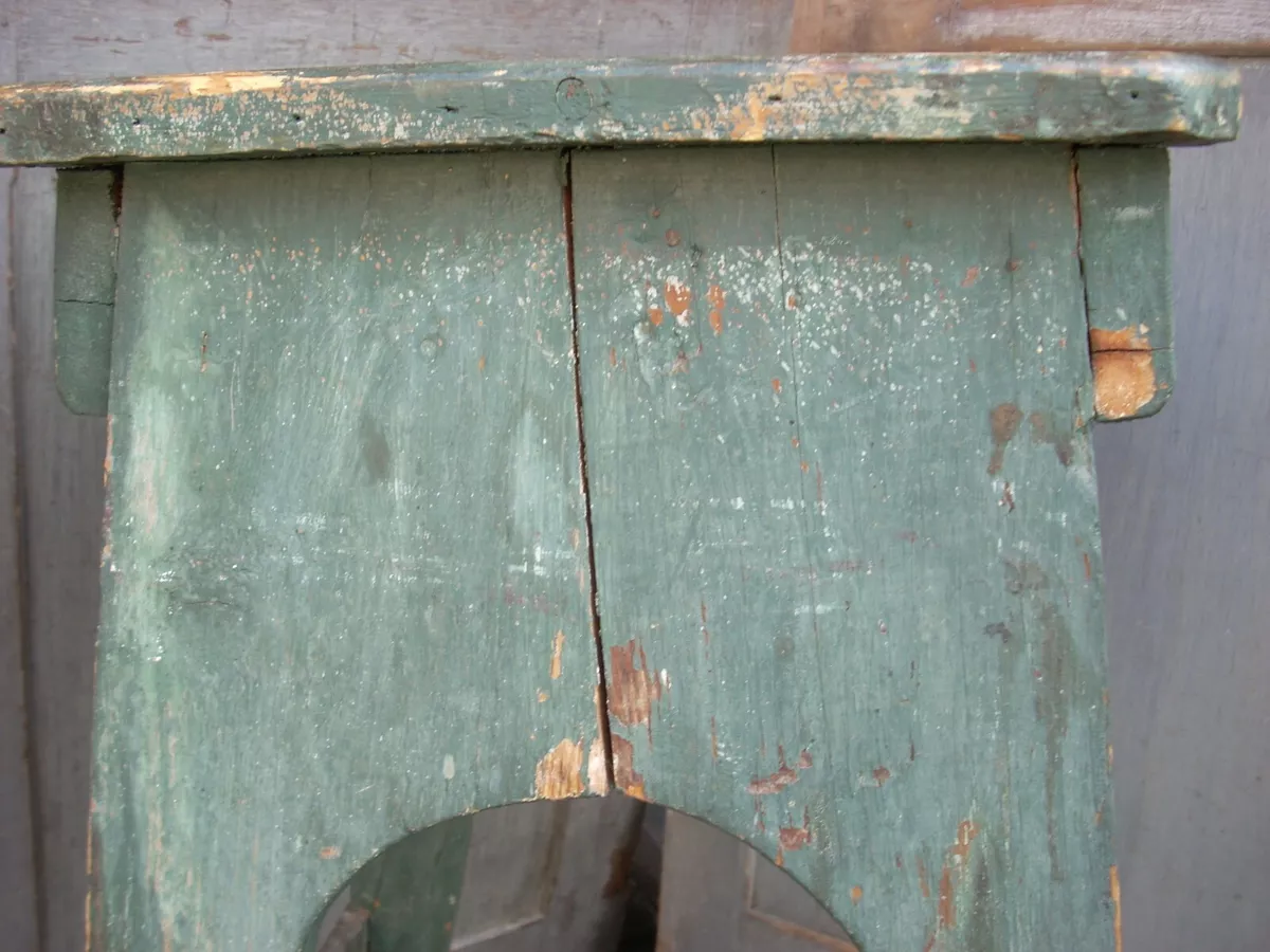 Small Green Painted Wooden Stool