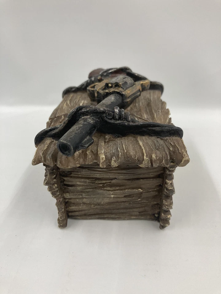 Texas Resin Trinket Box 4” X 3” X 3” Lone Star With Pistol & Barbed Wire Top B18 - Image 3 of 4