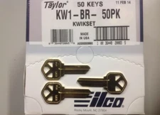 Key Blanks for Locksmith / 50 Kwikset KW1 / Brass / Made by Ilco