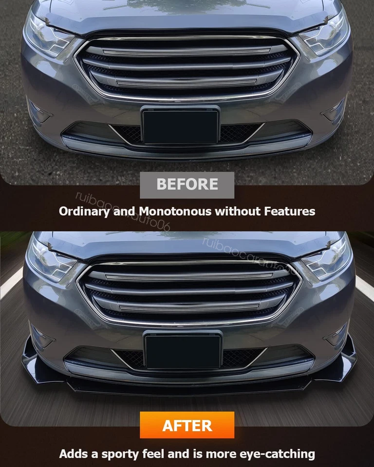 For Volkswagen Golf Front Bumper Lip Splitter Side Skirts Rear Lip Gloss Black - Image 2 of 4