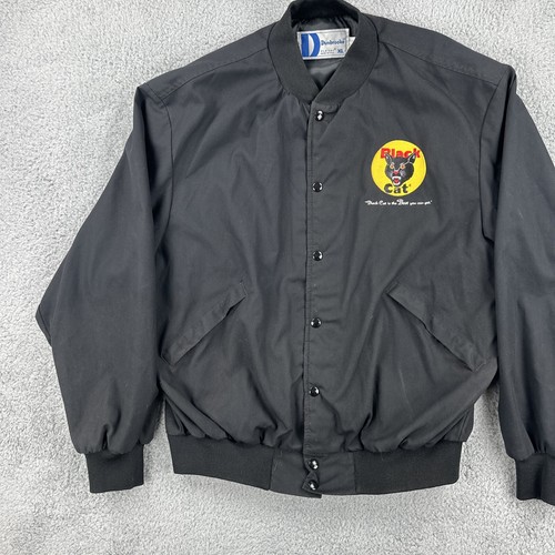 Vtg Unbroken Pla-Jac XL Black USA Made Snap Jacket Embroidered Black Fireworks - Picture 4 of 20