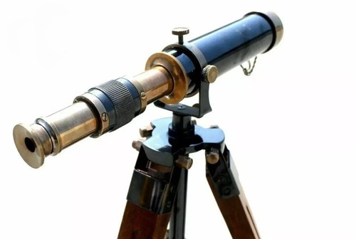 Vintage 10 Inch Brass Antique Handmade Telescope Spyglass With Tripod Stand - Picture 2 of 5