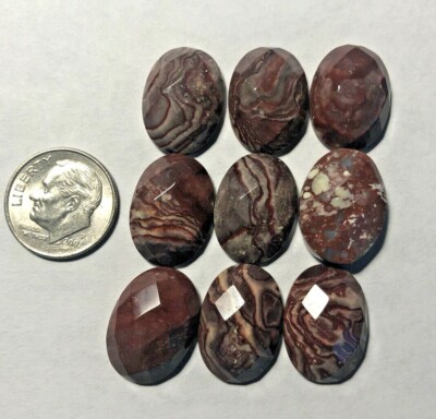 Banded Jasper Oval 18/13 Cabs Faceted Nine (9) PCS BEST PRICE EBAY CHECK IT OUT!