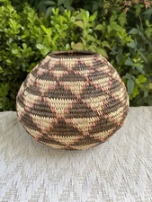 Vintage African Basket Tribal Geometric Pattern
