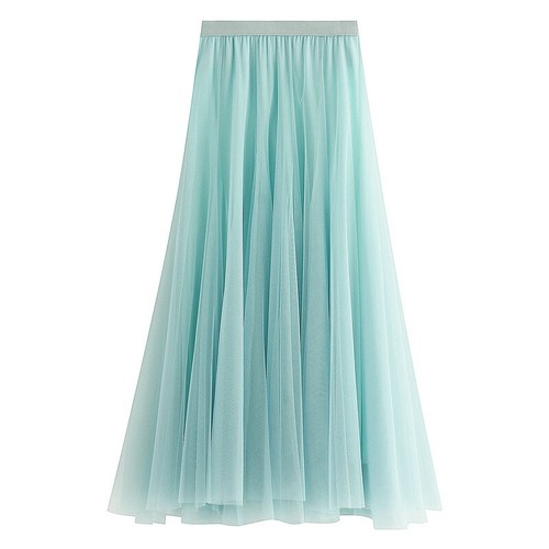Women Elegant Mesh Tulle Layered Tutu Skirt Pleated Party Ladies Maxi Long Dress - Picture 6 of 22