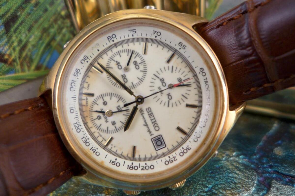 Elegant 39mm Cream Dial Seiko 7T32 7060 Chronograph Men's Elegant 39mm Cream Dial Seiko 7T32 7060 Chronograph Men's