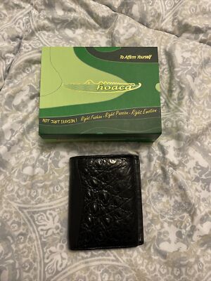 Hoaca Crocodile Wallet Black  Pre-owned