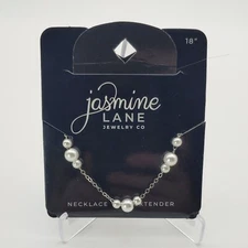Jasmine Lane necklace 18" chain w extender faux pearl costume jewelry.