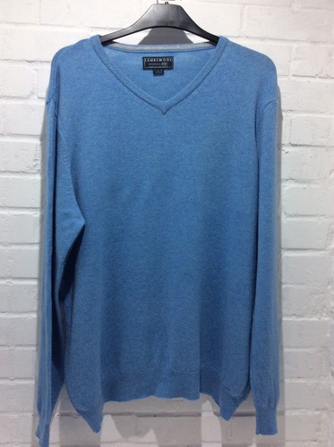 F\u0026F Mens Lambs Wool Light Blue V Neck 