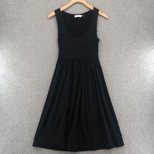 Calvin Klein Dress Womens Small Black Fit & Flare Tank Smocked Travel Knit Mini