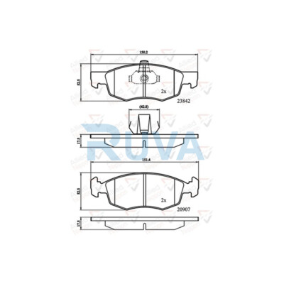 Fits Fiat Doblo 2001- + Other Models Ruva Front Brake Pads Set