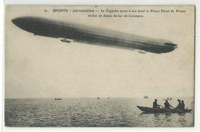 Zeppelin über dem Bodensee ''Sports Aerostation'' französischer Text um 1910