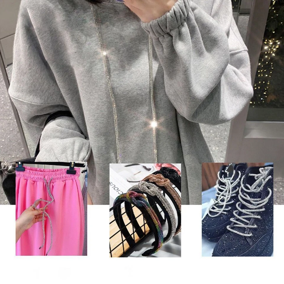 Strap Diamond Rope Rhinestone Drawstring Bright Crystal String Shiny Round Cord - Image 2 of 4