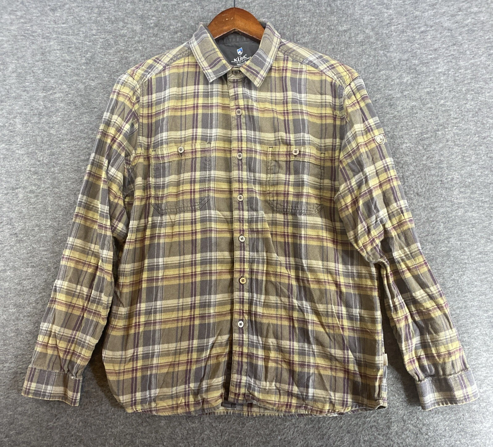 Kuhl Flannel Shirt Men’s Size Medium Plaid Long Sleeve Button Up Outdoor Hiking