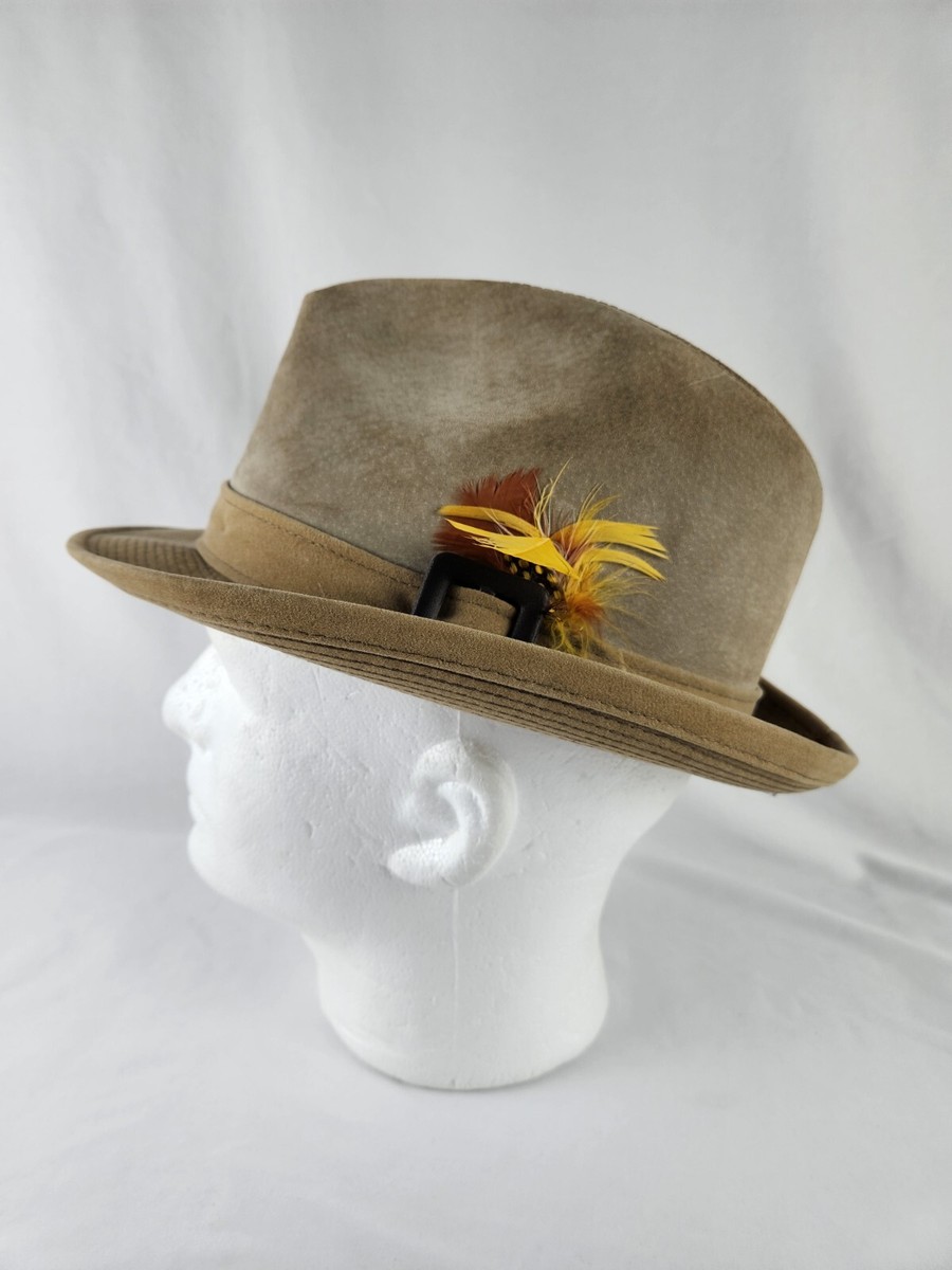 Vintage Dobbs Genuine Suede Leather Fabulous Fedora Hat Size
