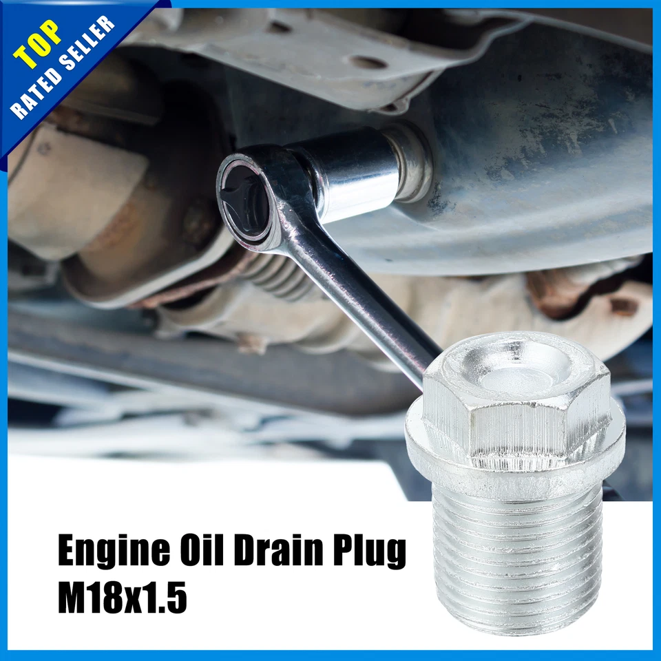 Pack of 4 for Volvo M18x1.5 Engine Oil Drain Plug Screw with Seal Ring Silver - Image 2 of 4