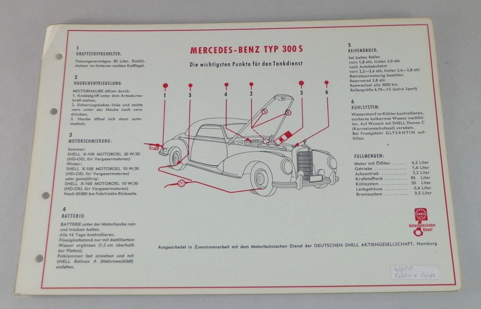 Plan De Engrase Shell Para Mercedes Benz 300 S W188 Cabriolet + Coupé - Imagen 1 de 1