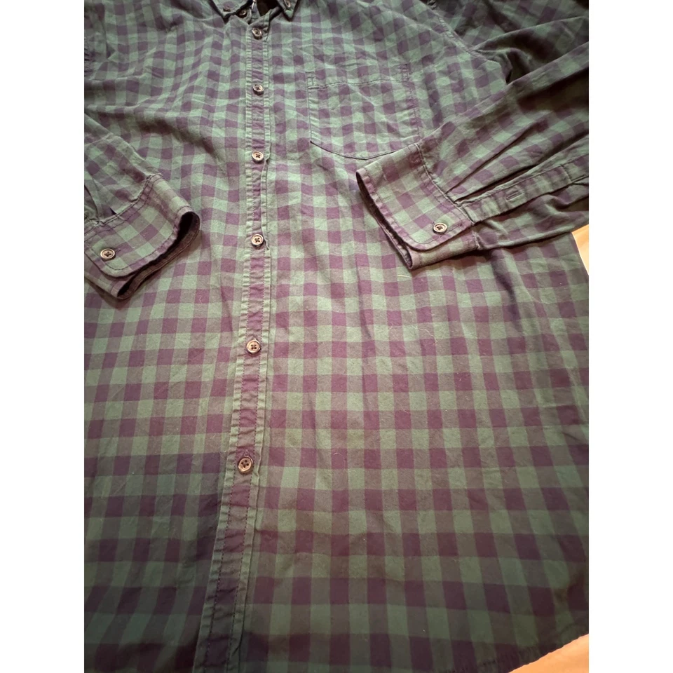 G.H. Camisa con botones a cuadros verde y azul marino Bass & Co, para hombre talla X Foto 2 de 4